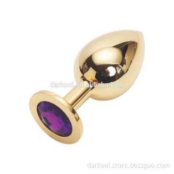 N002/Metal Mini Anal Toys, Butt Plug Stainless Steel+Crystal Jewel small gold anal ass sex toys